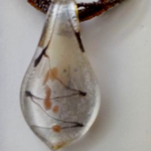 Necklace, Glass Pendant, on beaded chains,